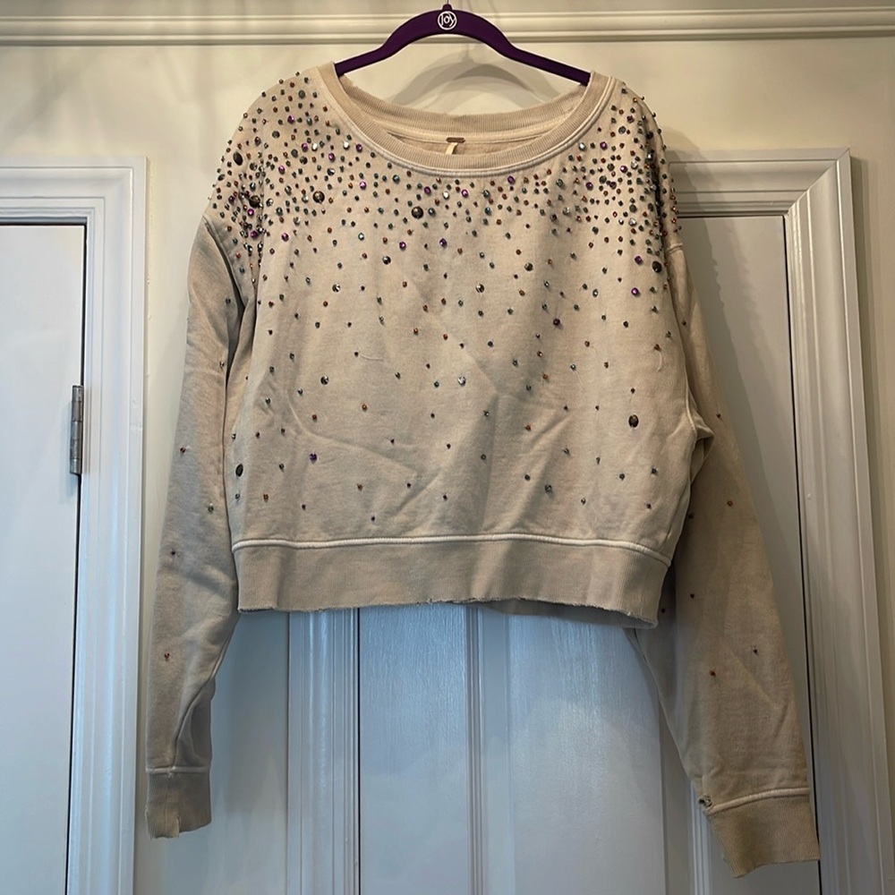Free People Rhinestone Oversized Sweater